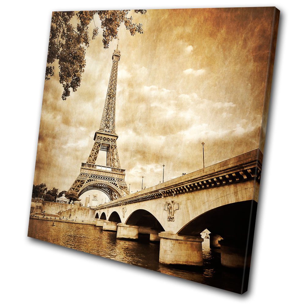 Architecture Eiffel Tower Paris Single Canvas Wall Art Picture Print VA