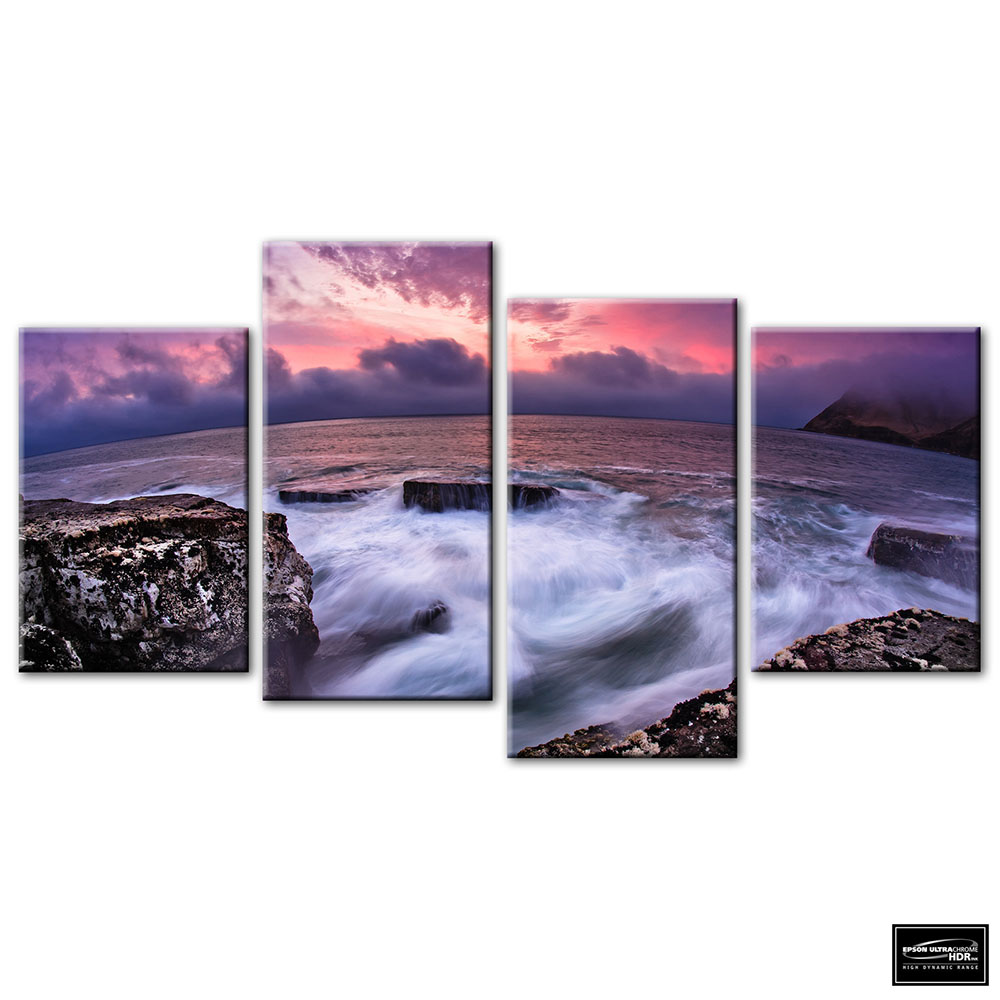 Wave   Sunset Seascape BOX FRAMED CANVAS ART Picture HDR 280gsm 