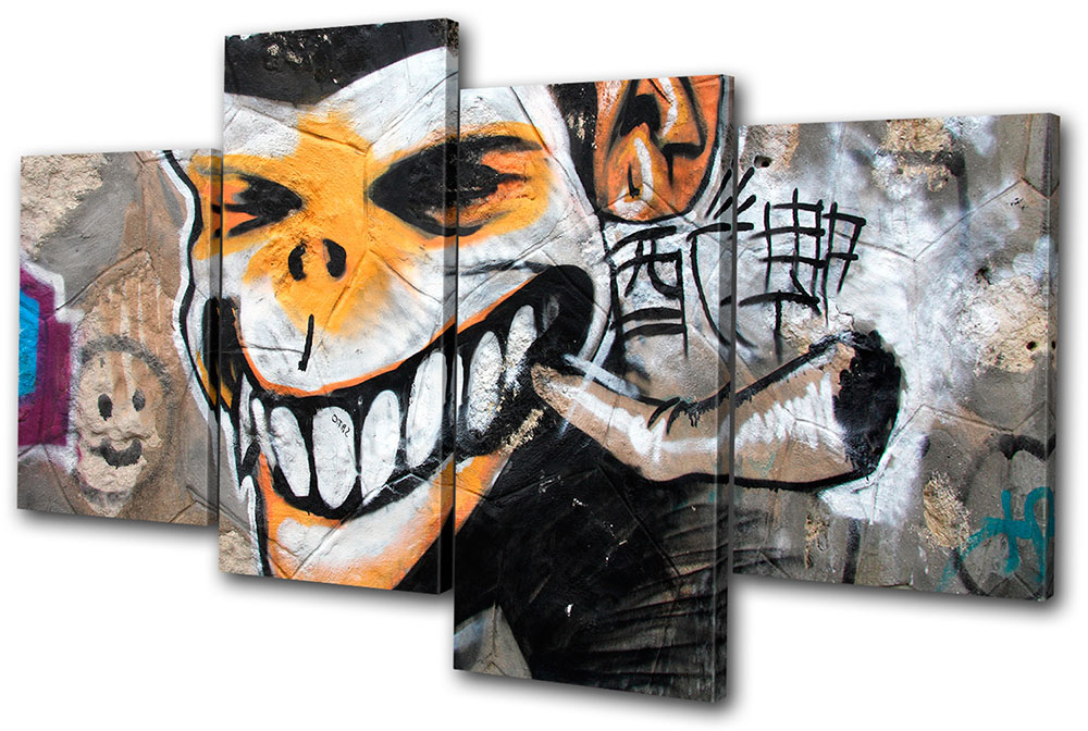 Monkey Graffiti Street  joint Cannabis weed ganga dope Canvas Art Picture Print