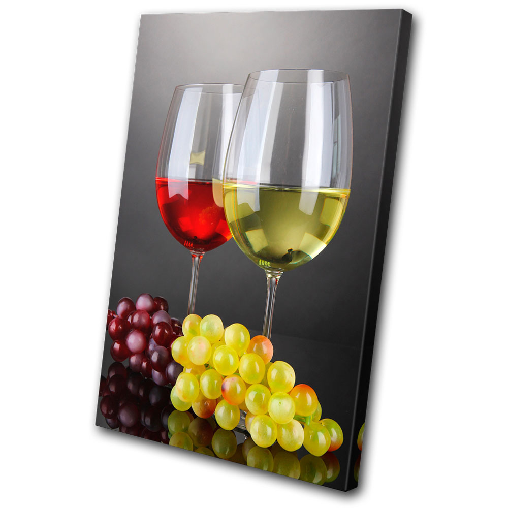 Food Kitchen Wine Glass Heart SINGLE CANVAS WALL ART Picture Print VA 