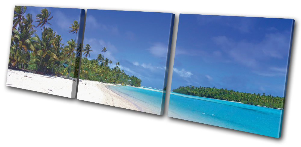Impression Sur Toile D'art Mural 'Sunset Seascape' Triptyque Rouge - Style Moderne Bold Bloc Design - Neuf