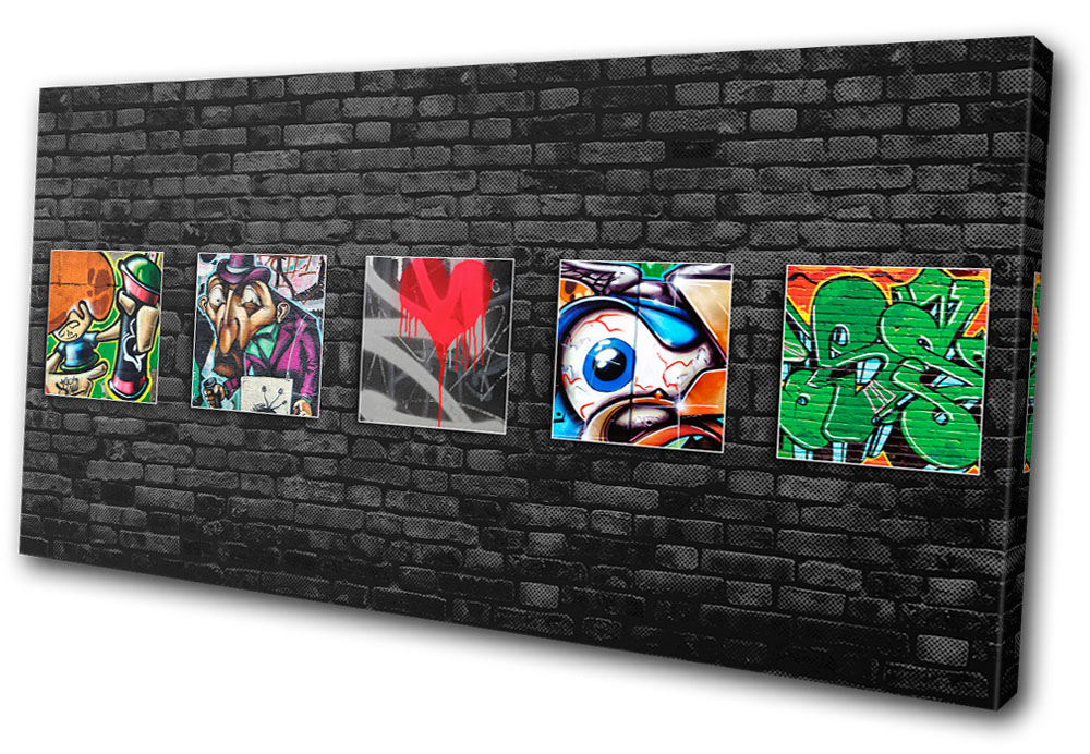 Graffiti Abstract Funky Brick Wall CANVAS WALL ART Picture Print VA eBay