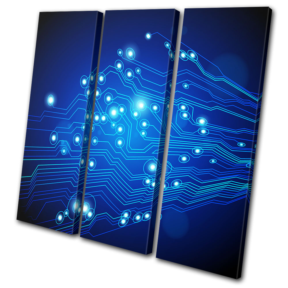 Abstract Cyber Technology TREBLE CANVAS WALL ART Picture Print VA eBay
