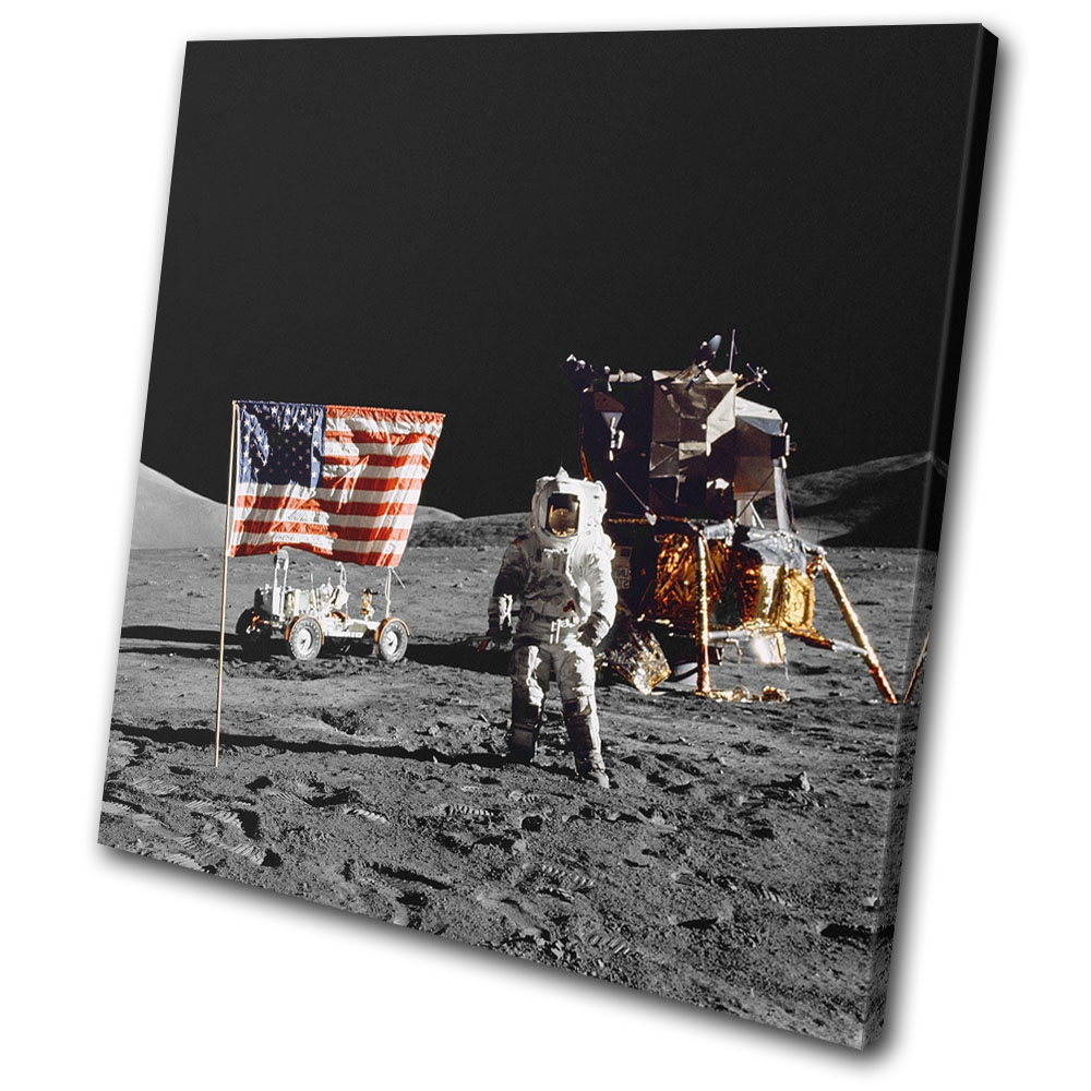 NASA Apollo Astronaut Moon Space SINGLE CANVAS WALL ART Picture Print ...