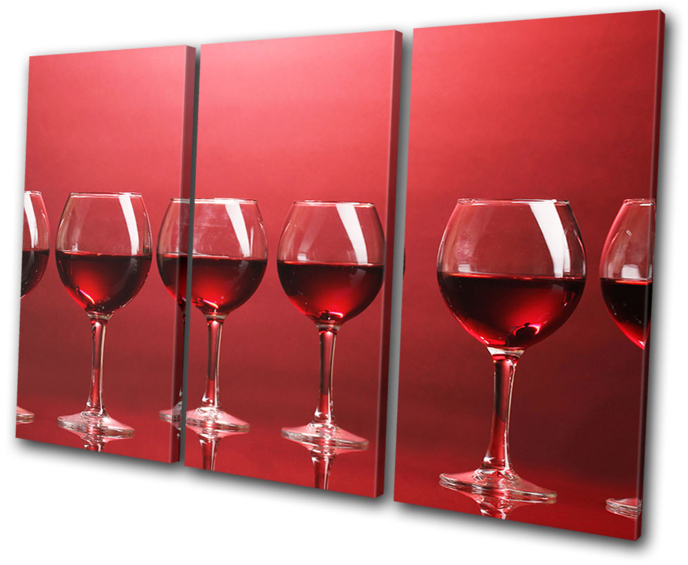 Wine Glass  Food Kitchen TREBLE CANVAS WALL ART Picture Print VA 