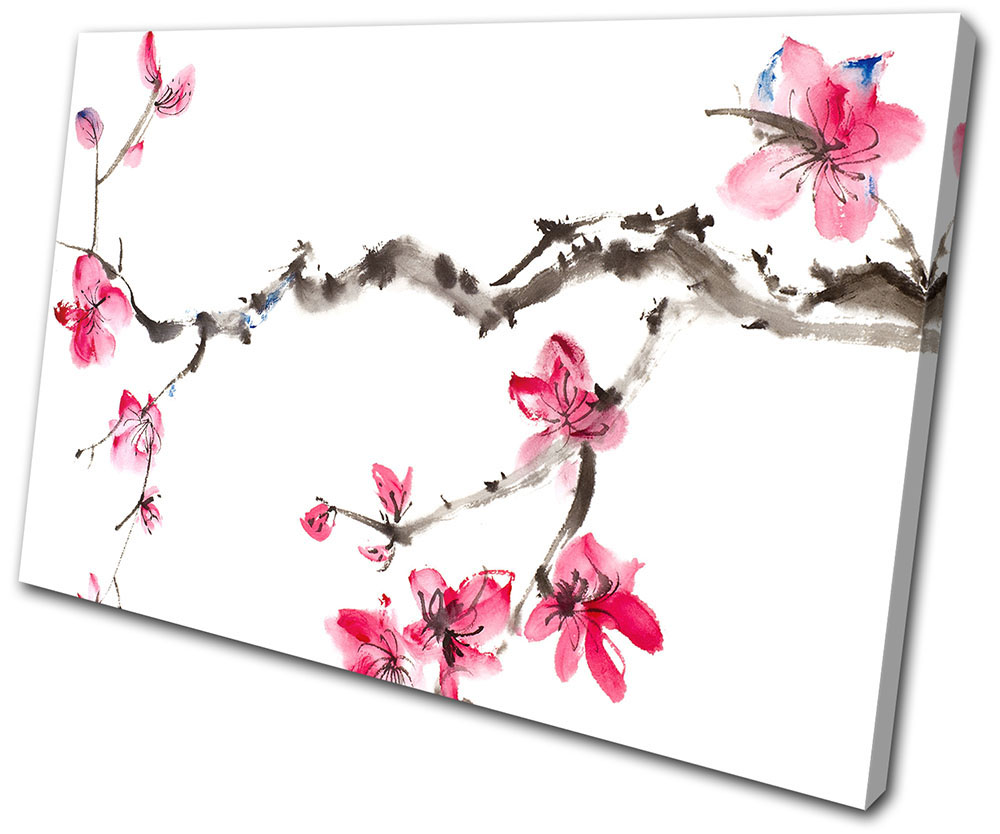 Cherry Blossom Tree Pink Painting Floral Single Canvas Wall Art Picture Print Ebay